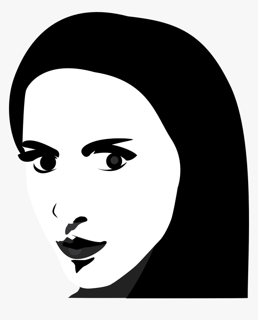 Emotion,art,black Hair - Portrait Graphic Black And White, HD Png Download, Free Download