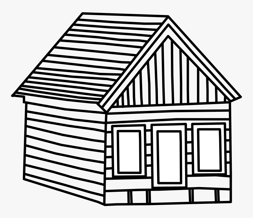 Log Cabin, Black And White - House, HD Png Download, Free Download