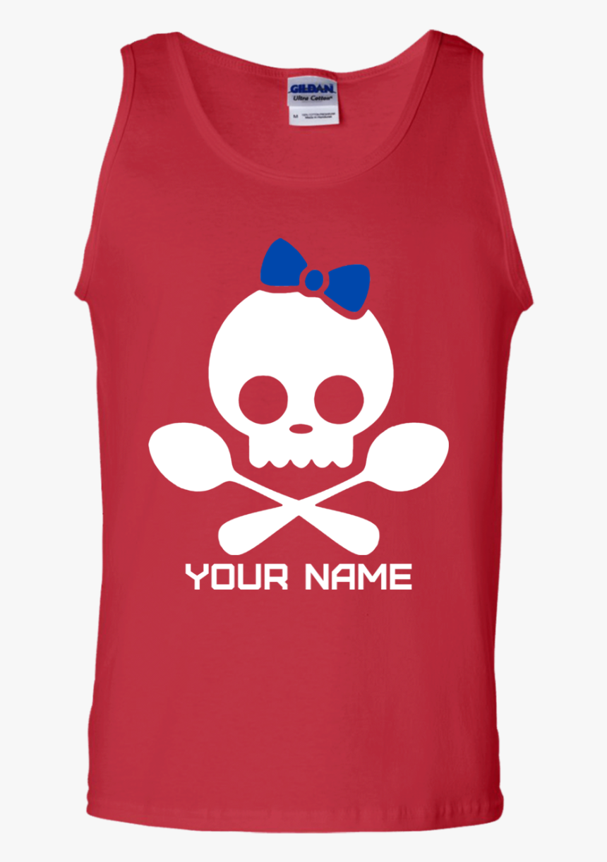 Customisable Spoonie Skull Blue Bow Cotton Tank Top - T-shirt, HD Png Download, Free Download