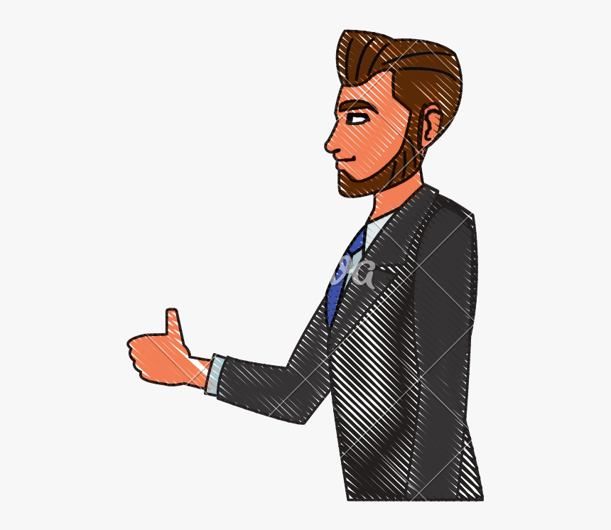 Drawing Character Business Man With Suit Profile - Drawing Suit Profile, HD Png Download, Free Download