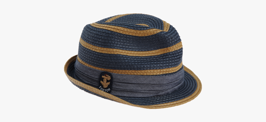 Scotch Shrunk Striped Straw - Fedora, HD Png Download, Free Download