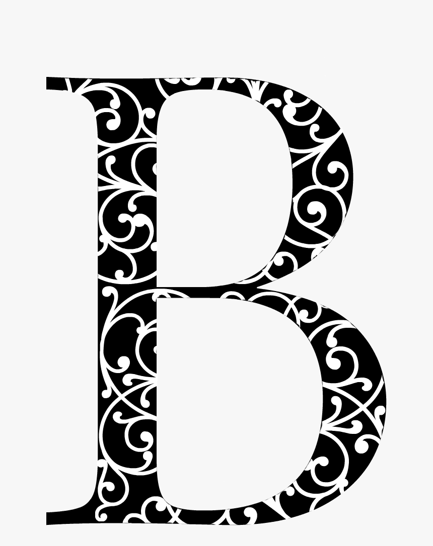 Picmonkey - Black - White - Initial - Scroll Design - Tatuaje B Png, Transparent Png, Free Download