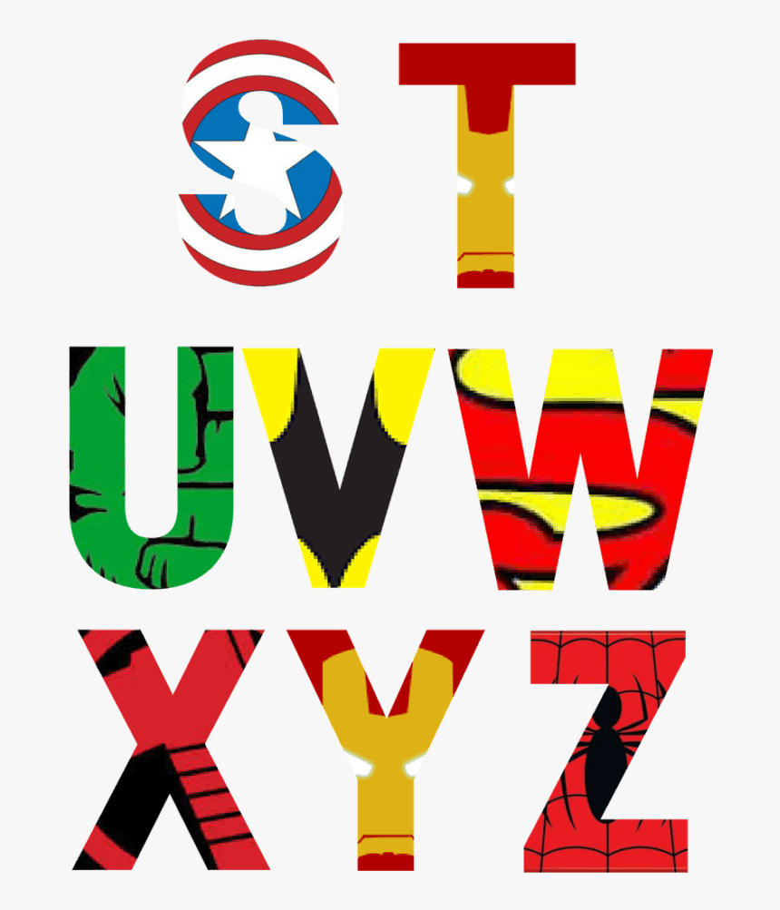 Uppercase Superhero Letters S-z - Printable Superhero Letters, HD Png Download, Free Download