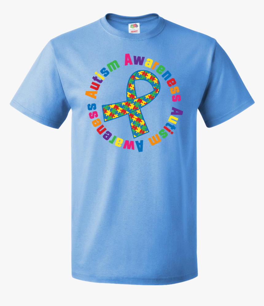 Autism Awareness Ribbon Shirt Columbia Blue Jpg Autism - T-shirt, HD Png Download, Free Download