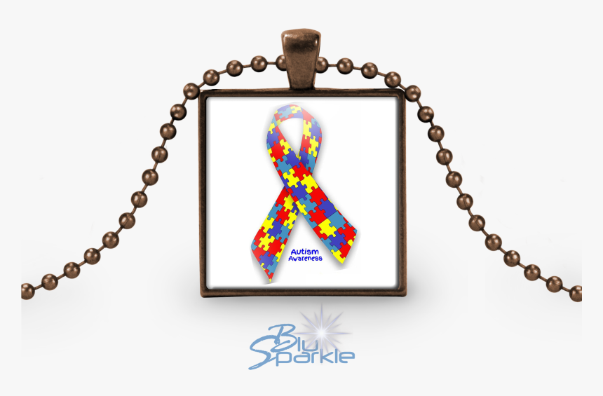 Personalized Awareness Ribbon Square Pendants - Necklace, HD Png Download, Free Download