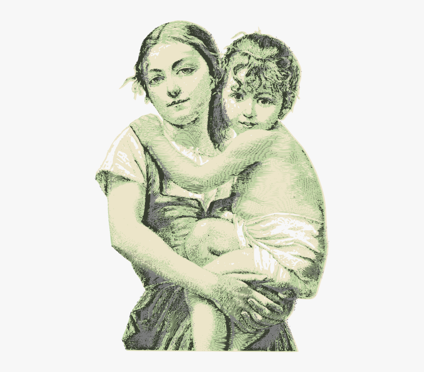 Vintage Woman With Child - Mother Vintage, HD Png Download, Free Download