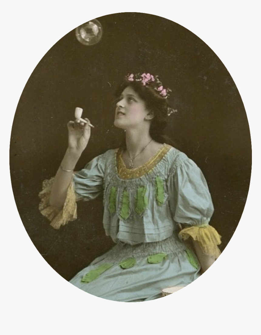 Vintage Woman Blowing Pipe Bubbles - Vintage Clothing, HD Png Download, Free Download