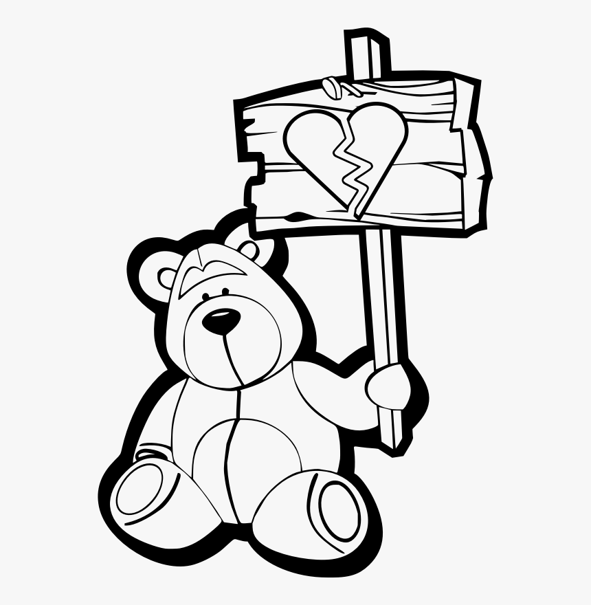 Sad Bear - Drawing For Valentine's Day, HD Png Download, Free Download