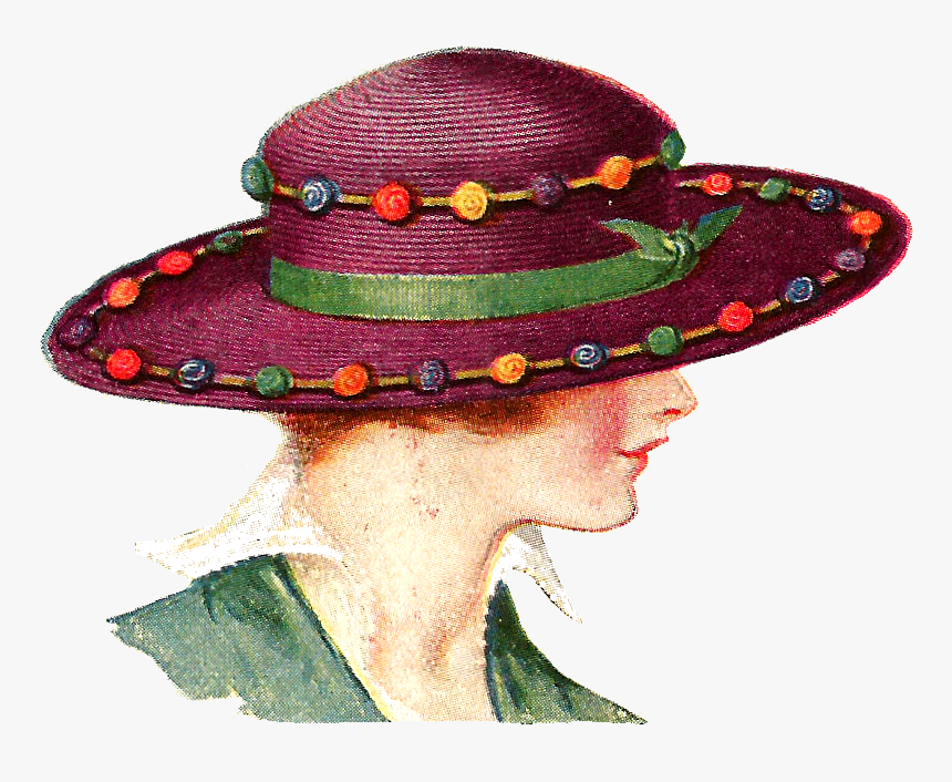 Woman With A Hat Vintage Clothing Clip Art - Png Ladies In Hats, Transparent Png, Free Download