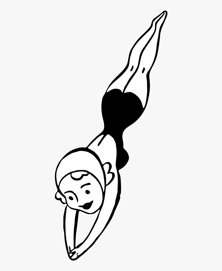 Vintage Diving Woman - Dive Black And White Clip Art, HD Png Download, Free Download