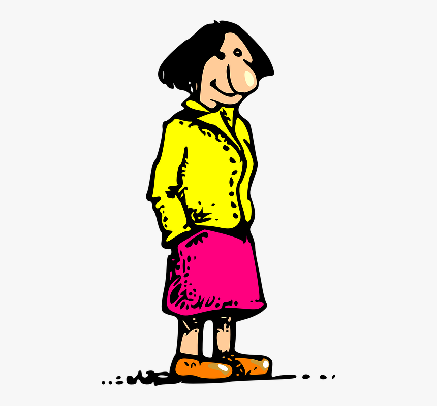 Woman, Lady, Cartoon, Nose, Big Nose, Female, Yellow - Encomium Meaning, HD Png Download, Free Download