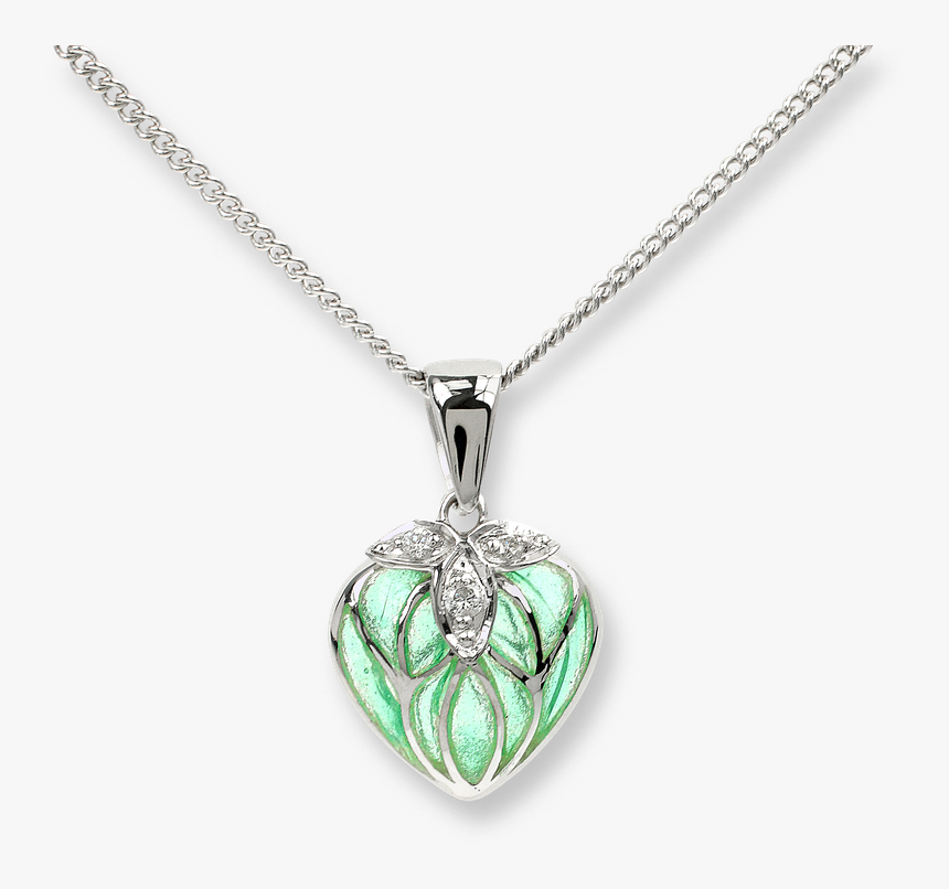 Nicole Barr Designs Sterling Silver Heart Necklace-green - Green Pendant Transparent Background, HD Png Download, Free Download