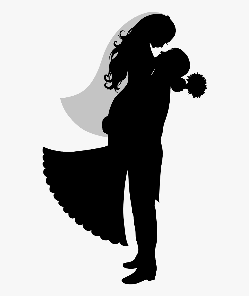 Bride And Groom Silhouette - Bride And Groom Silhouette Clip Art, HD Png Download, Free Download