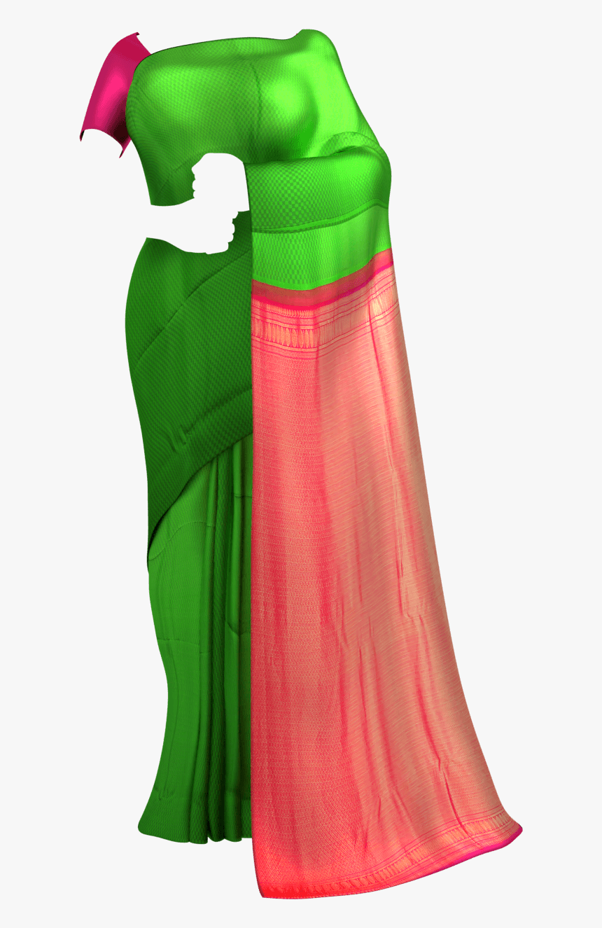 Borderless Kanchipuram Silk Saree With Zari Brocket - Paithani Saree Parrot Green, HD Png Download, Free Download