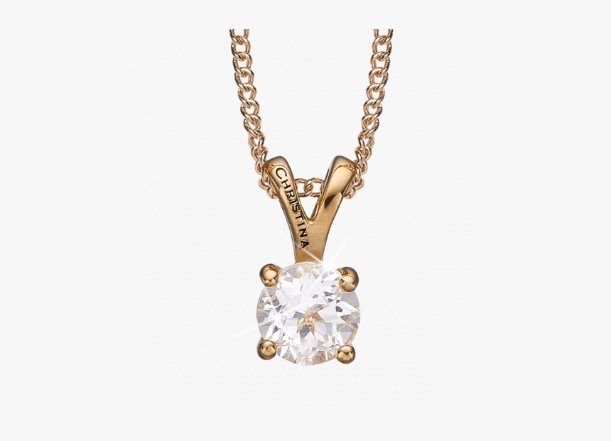 Crystal, Gold Plated Pendant With Big Stone And 40 - Christina Jewelry Topas Rhodineret Sølv Vedhæng Kæde, HD Png Download, Free Download