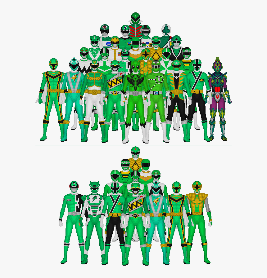 This Is A Group Shot Of Every Red Warrior From The - Green Eagle Ranger, HD Png Download, Free Download