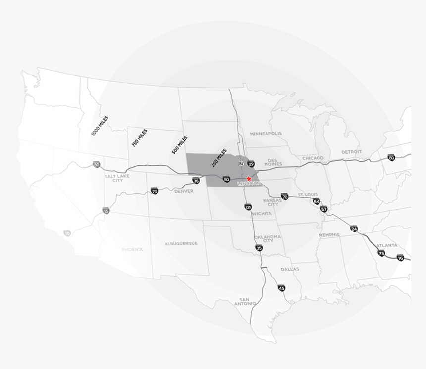 Gray-scale Map Of The Us With Nebraska Highlighted - Cheyenne Tribe Location, HD Png Download, Free Download