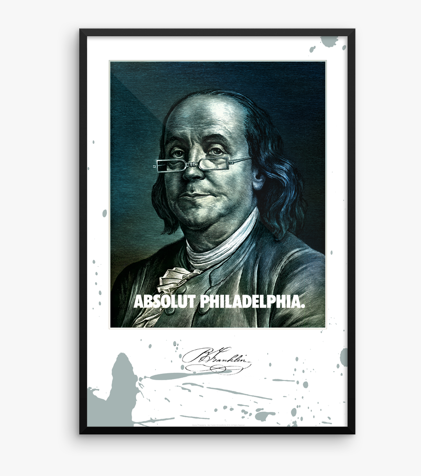 Absolut Philadelphia Ben Franklin Framed Print - Monochrome, HD Png Download, Free Download