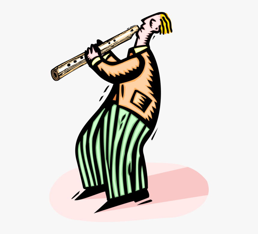 Vector Illustration Of Musician Flutist Plays Flute - Illustration, HD Png Download, Free Download