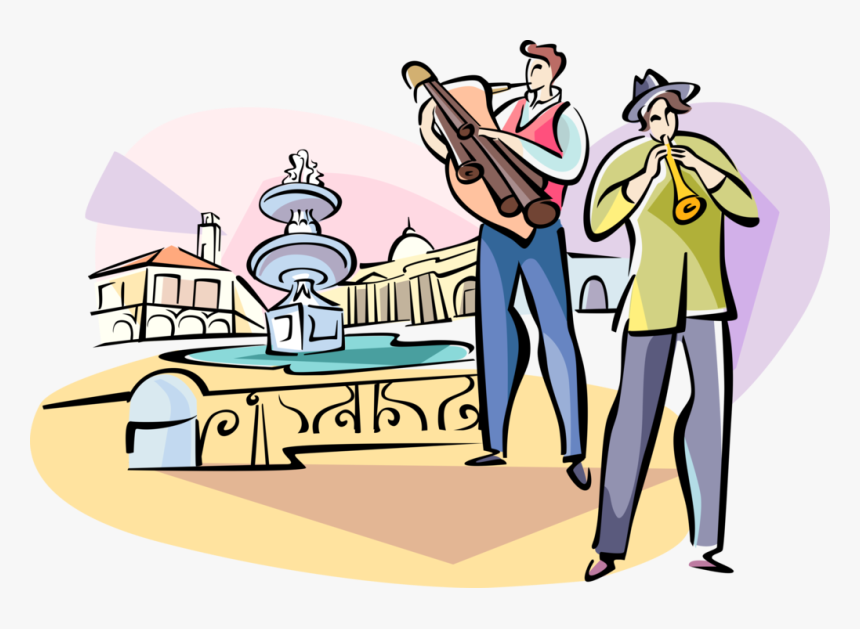 Vector Illustration Of Italian Street Musicians Play - Cartoon, HD Png Download, Free Download