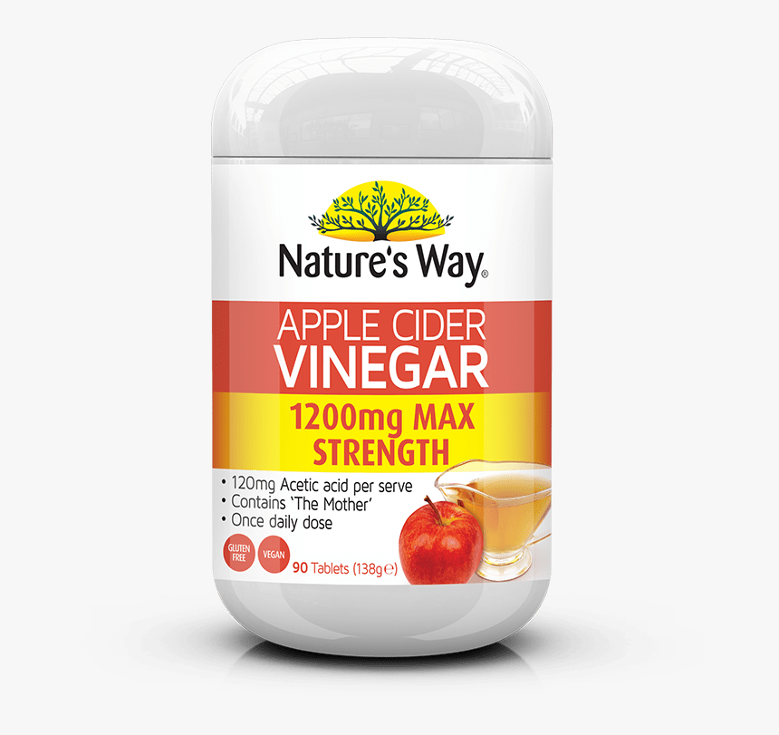 523155 Apple Cider Vinegar Max 1200mg - Nature's Way Apple Cider Vinegar Tablets, HD Png Download, Free Download