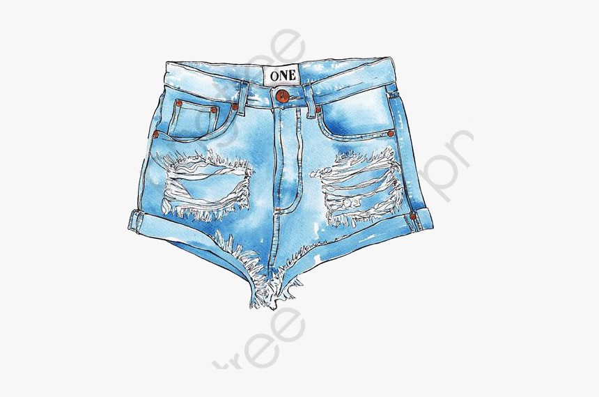 Transparent Denim Shorts Png - Draw Ripped Jeans Shorts, Png Download, Free Download