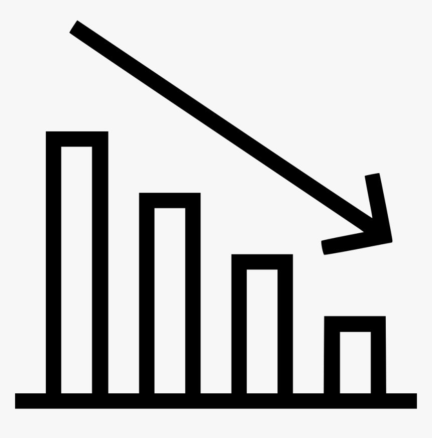 Bar Chart Report Analytics Statistic Decrease Arrow - Chart, HD Png Download, Free Download