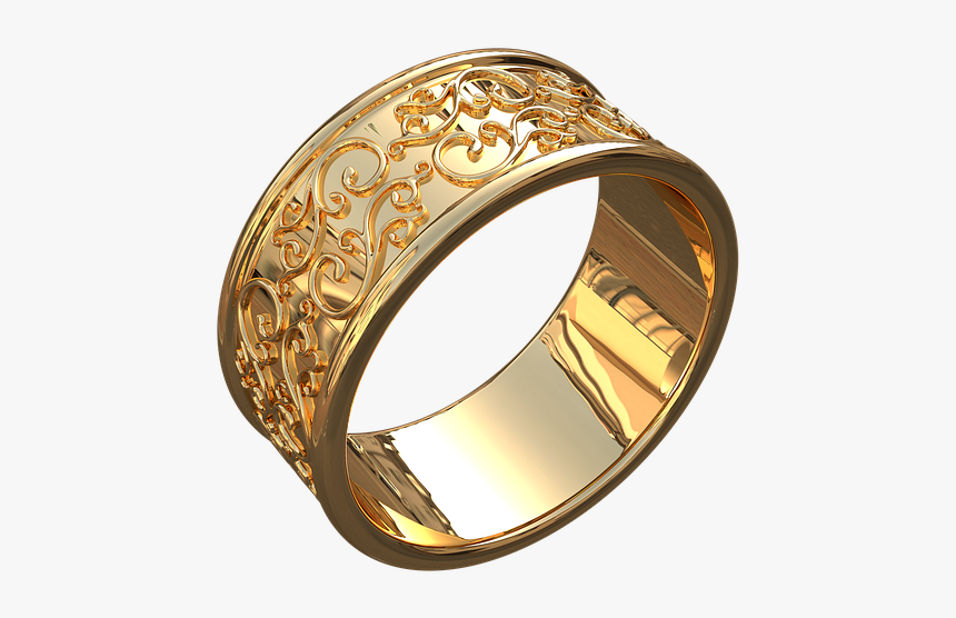 Ring With Patterns, Gold Jewelry - Bangle, HD Png Download, Free Download