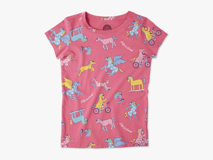 Girls Happy Horse Print Crusher Tee - Pattern, HD Png Download, Free Download