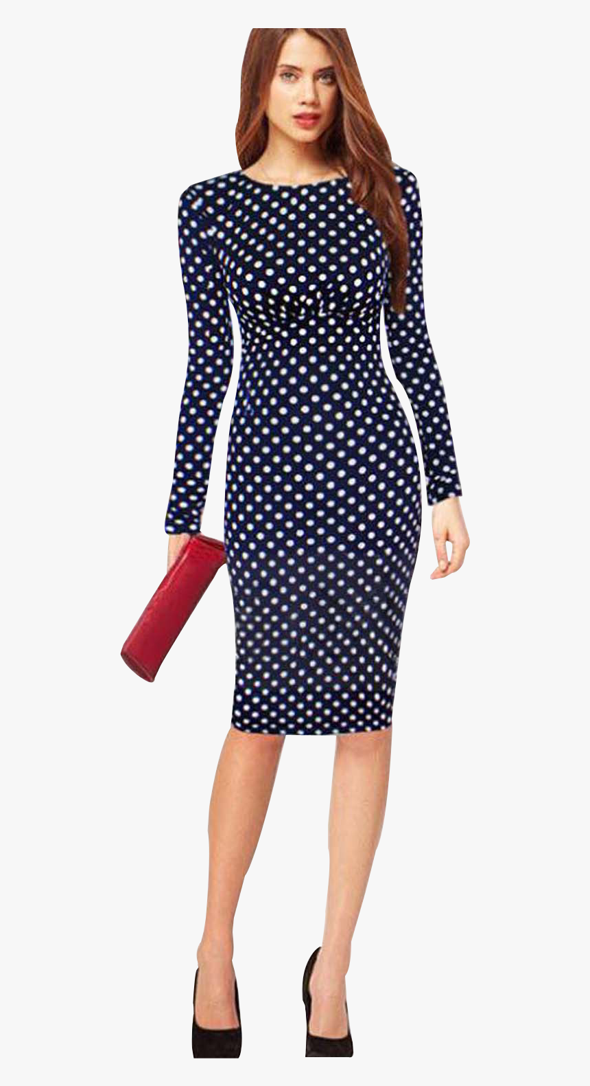 White Knee Length Polka Dot Dress, HD Png Download, Free Download