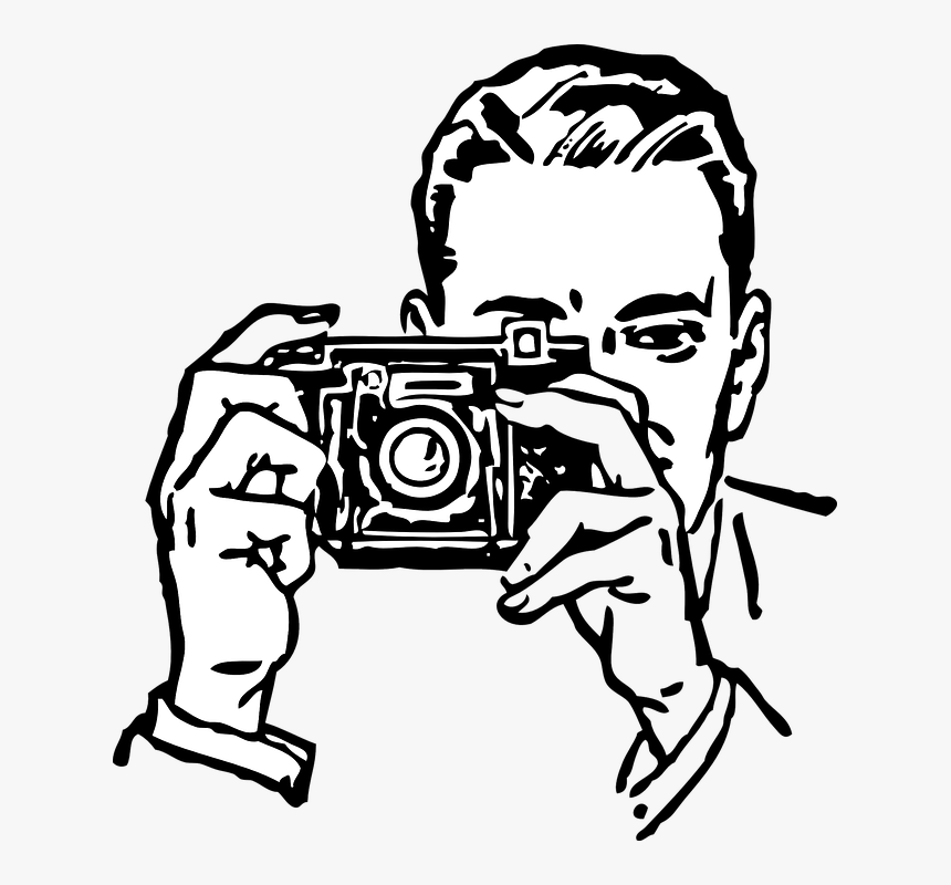 Photographer, Man, Taking, Picture, Professional, Focus - Taking Photo Black And White, HD Png Download, Free Download