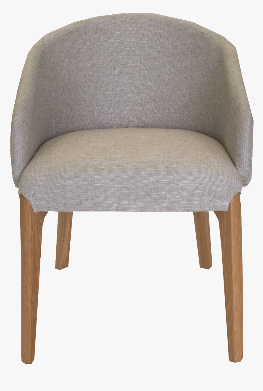 Front View Of Grey Upholstered Tub Style Curved Back - Chair, HD Png Download, Free Download