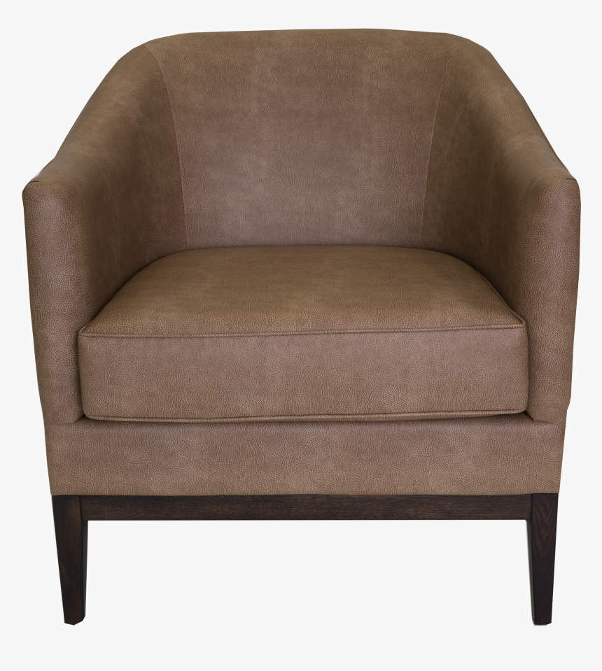 Brown Leather Upholstered Tub Chair With Curved Back, HD Png Download, Free Download