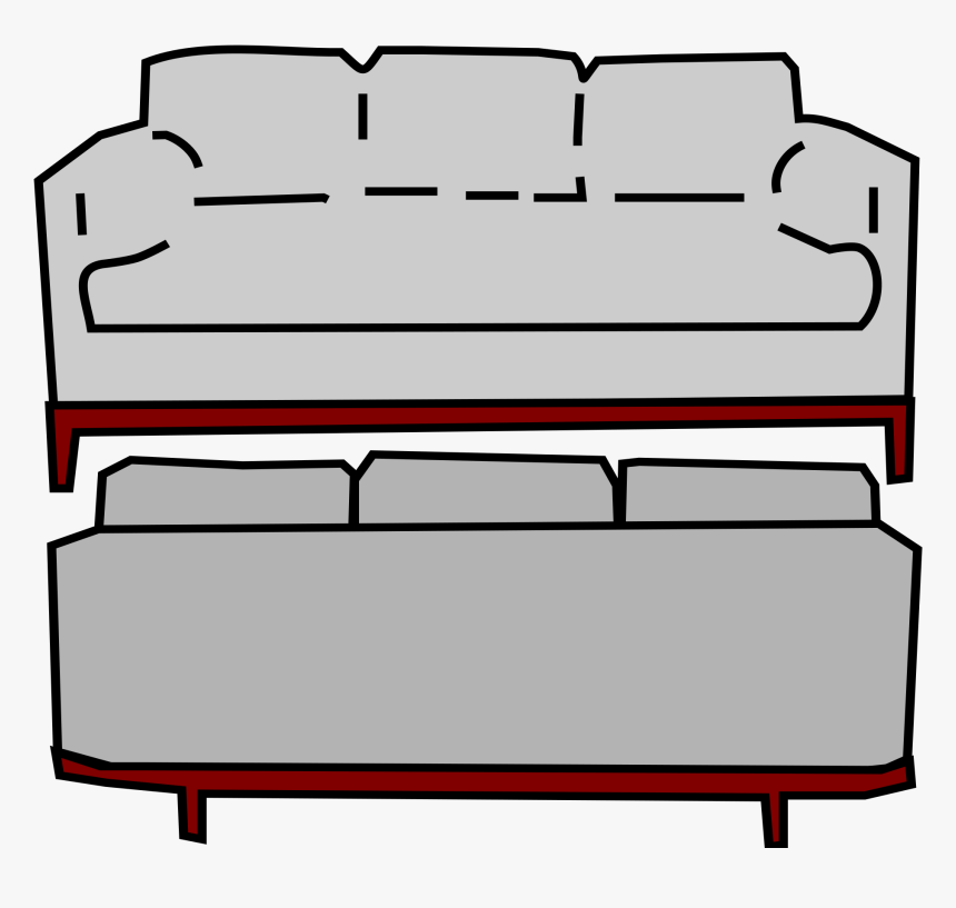 Gray Sofa Front And Back Clip Arts - Couch Drawing From Back, HD Png Download, Free Download