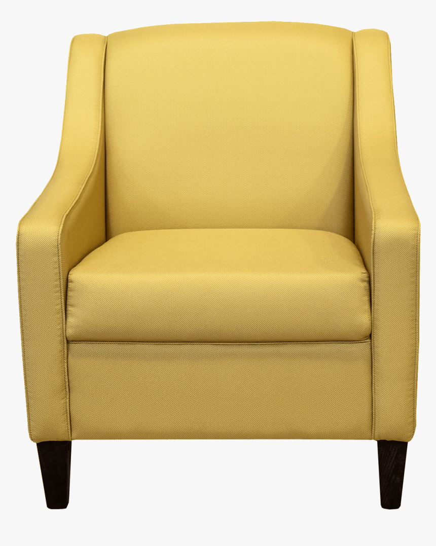 Front View Of Yellow Upholstered Mid Back Chair With - Club Chair, HD Png Download, Free Download