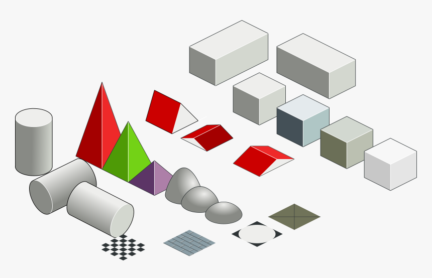 Set Of Basic Isometric Figures Clip Arts - 3 Boyutlu Geometrik Şekiller, HD Png Download, Free Download