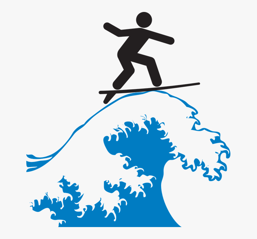 Wave Riding, Surfing, Rider, Surf Board, Wave, Sea, - Surfing Clipart Transparent, HD Png Download, Free Download