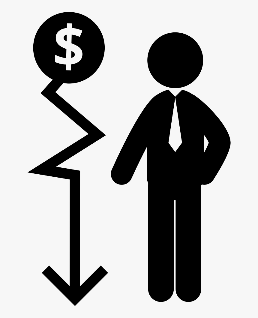 Descending Money Arrow Graphic And A Businessman - Stickman Png, Transparent Png, Free Download