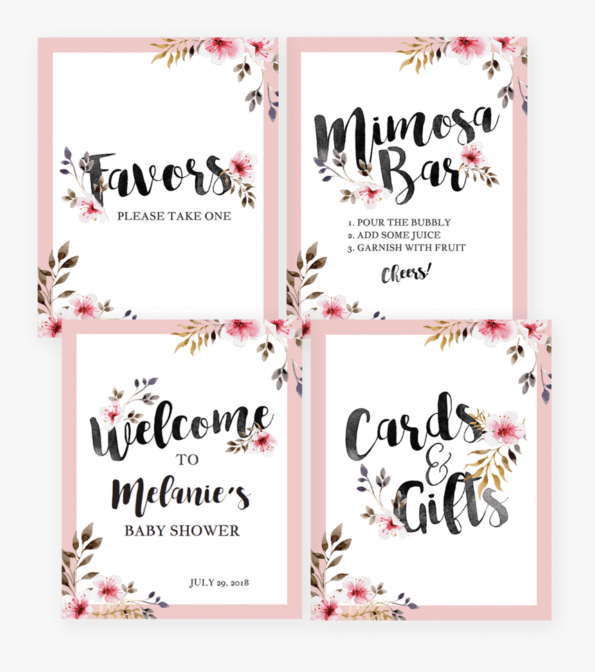 Girl Baby Shower Decorations Printable By Littlesizzle - Free Printable Baby Shower Table Signs, HD Png Download, Free Download