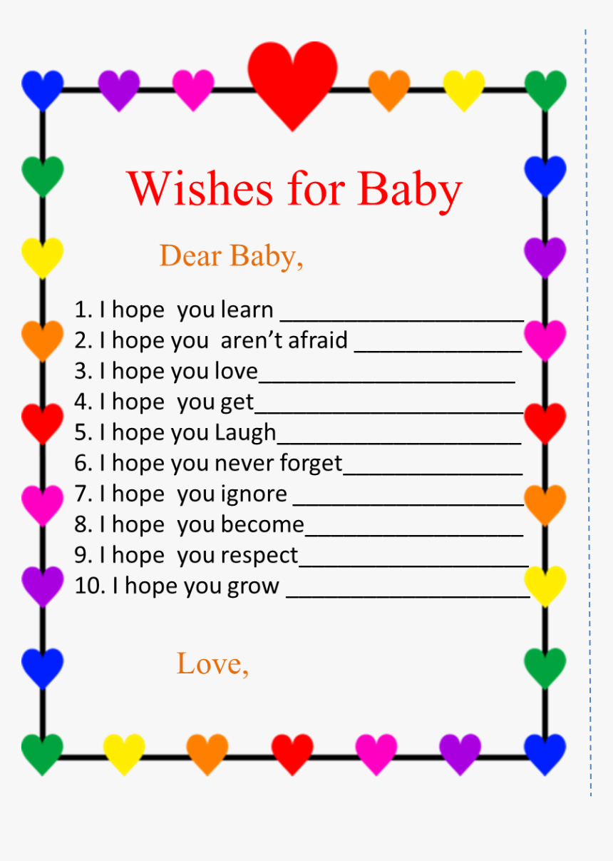 Free Printable Rainbow Wishes For Baby - Border Designs In Book, HD Png Download, Free Download