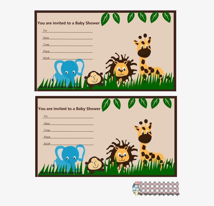 Free Printable Jungle Baby Shower Invitations - Tarjetas De Invitacion De Animales De La Selva Para, HD Png Download, Free Download