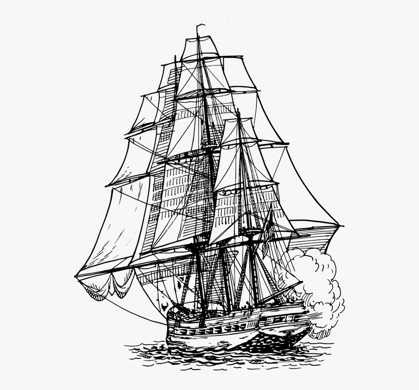Frigate, Sailing Ship, Sail Ship, Sailing, Maritime - Ship Drawing Png, Transparent Png, Free Download