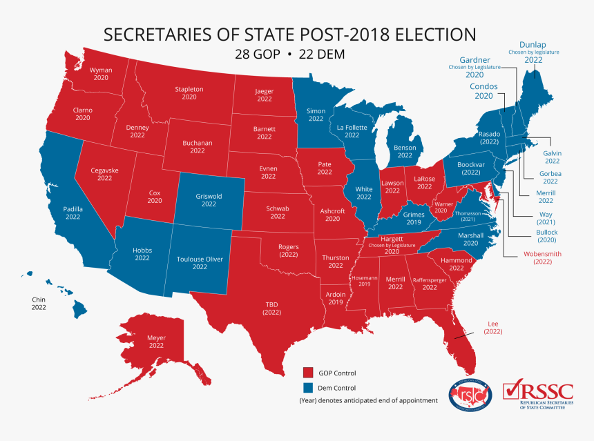 Secretaries Of State - United States Map Grey, HD Png Download, Free Download