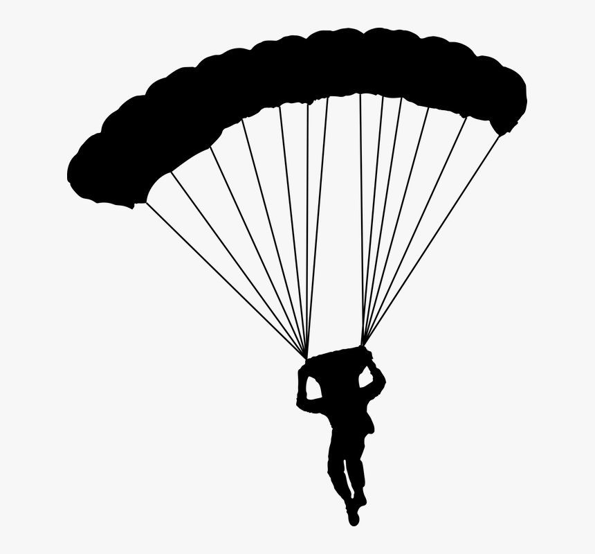 Parachute, Parachuting, Falling, Glide, Human, Male - Parachuting Silhouette, HD Png Download, Free Download