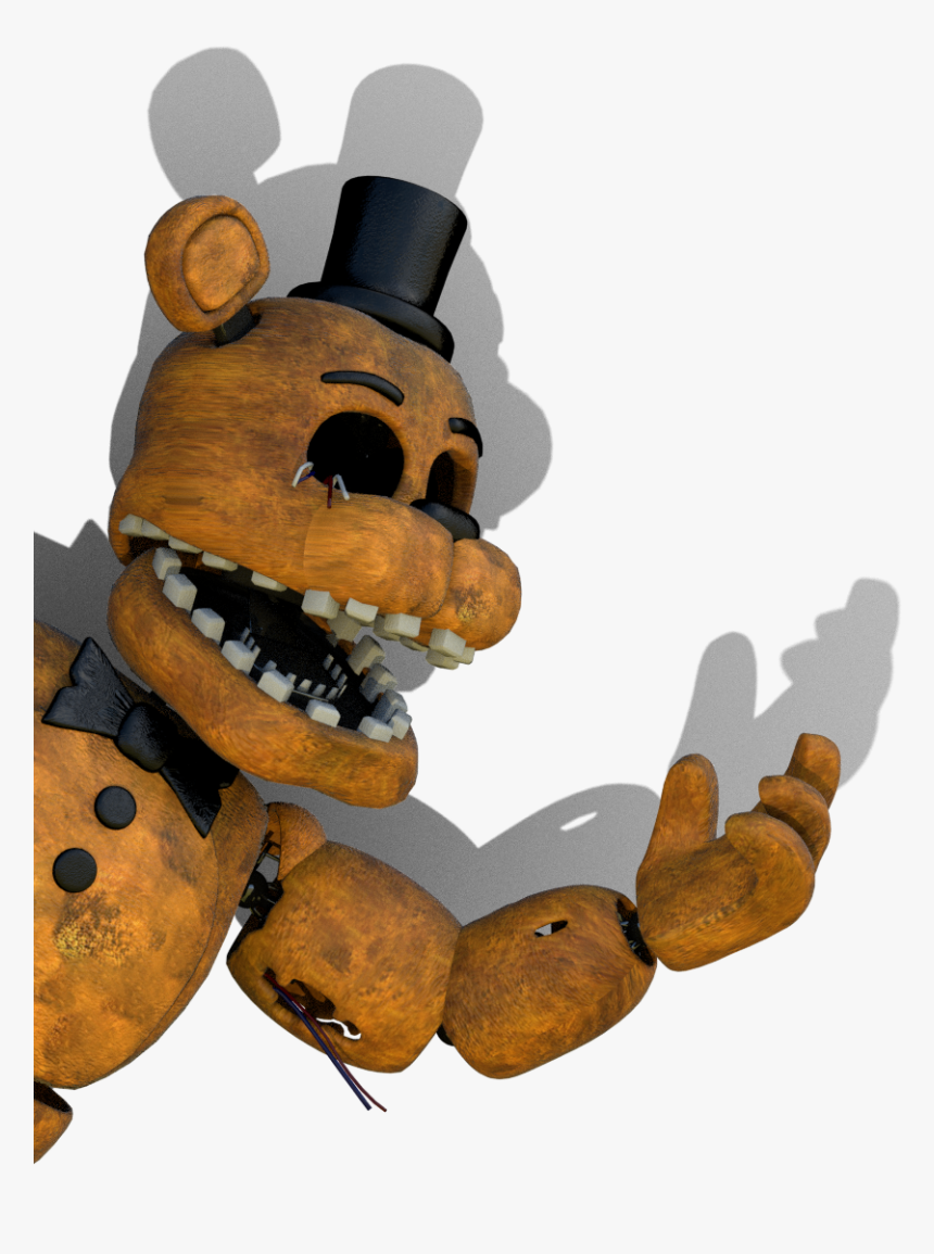 Renderpeeking Withered Golden Freddy With Shadow Catcher - Withered Golden Freddy Render, HD Png Download, Free Download