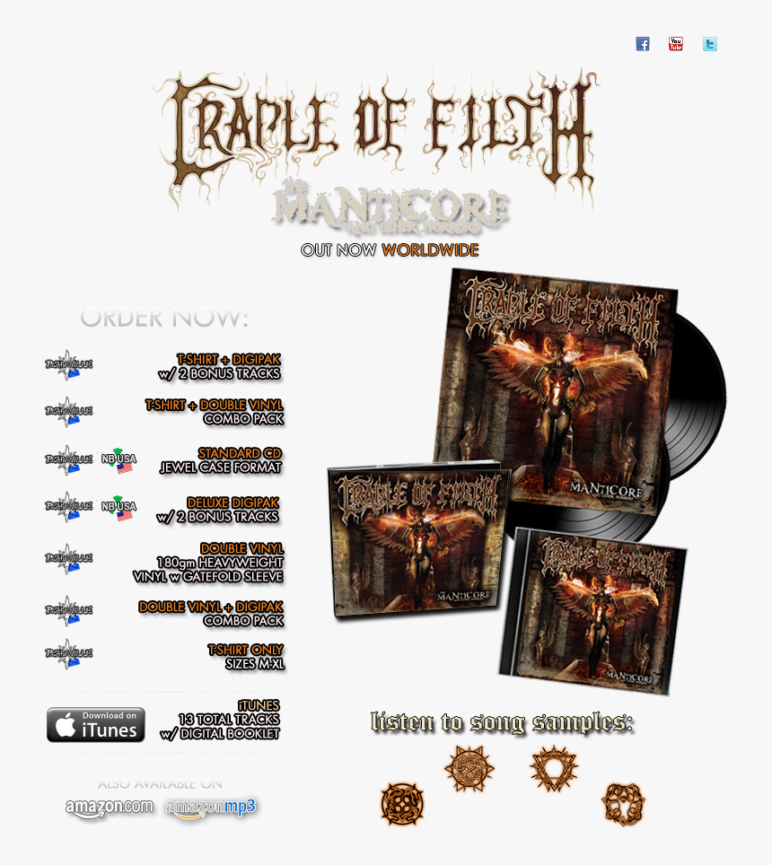 Cradle Of Filth The Manticore And Other Horrors Cd, HD Png Download, Free Download