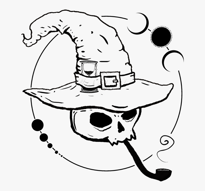 Skull, Mage, Wizard, Sorcerer, Fantasy Art, Pipe - Skull Wizard Drawing, HD Png Download, Free Download