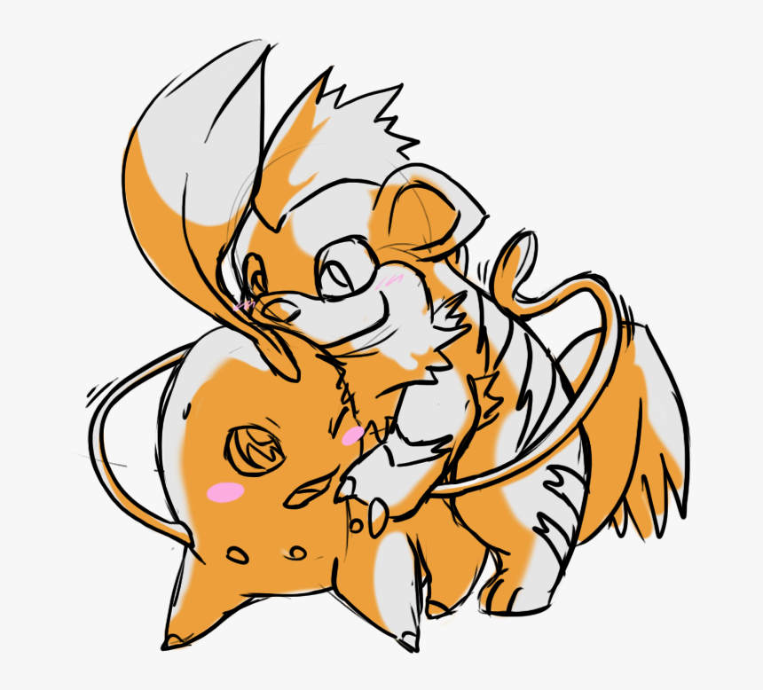 E621 Alpha Channel Ambiguous Gender Chikorita Duo Feral - Cartoon, HD Png Download, Free Download