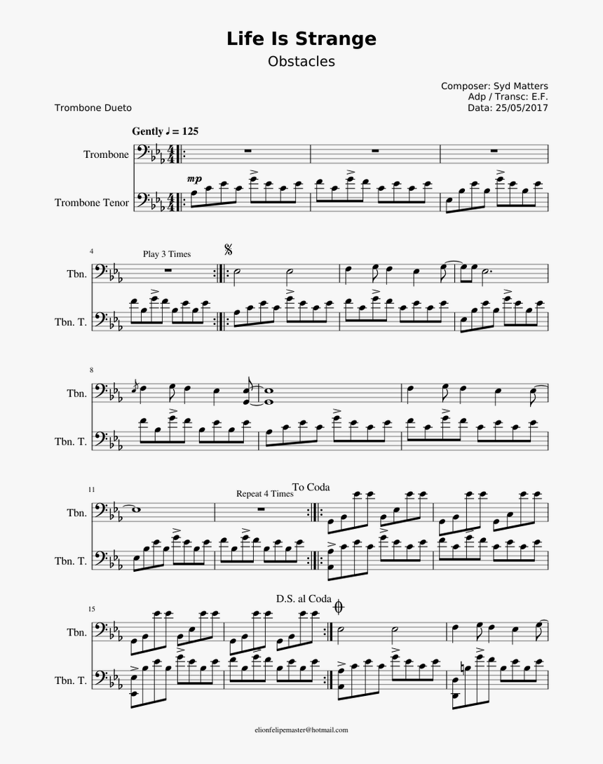 Life Is Strange Obstacles Sheet Music, HD Png Download, Free Download