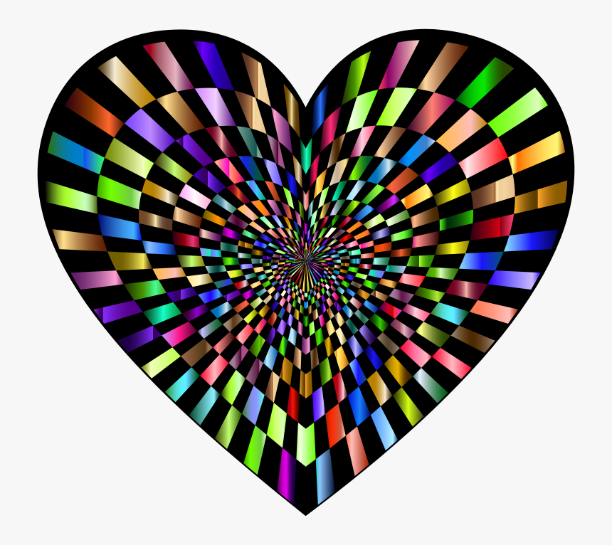 Optical Illusion Checkerboard Heart Prismatic - Heart Optical Illusion Drawing, HD Png Download, Free Download